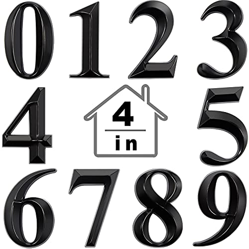 Jetec 10 Pcs House Numbers 3D Door Mailbox Numbers 0-9 Self Adhesive House Door Street Address Stickers for, Apartment, Office, Hotel Room, Mailbox Signs(4 x 2.5 Inches,Black)