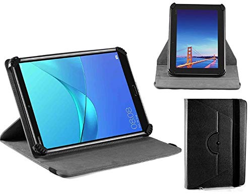 Navitech Black Leather Case Cover with 360 Rotational Stand Compatible with Huawei Mediapad M5 Lite