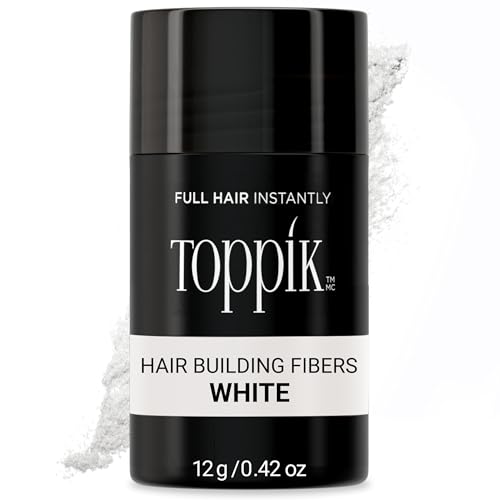 Toppik Hair Building Fibers, White, 12g Fill In Fine or Thinning Hair Instantly Thicker, Fuller Looking Hair 9 Shades for Men & Women