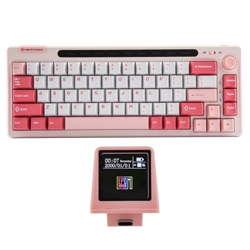 EPOMAKER RT65 Wireless Tri-Mode 65% Mechanical Keyboard, Hot-swap Creamy Custom Gaming Keyboard, with Mini Display and Joystick, RGB Backlit, NKRO (Pink, Wisteria Linear Switch)