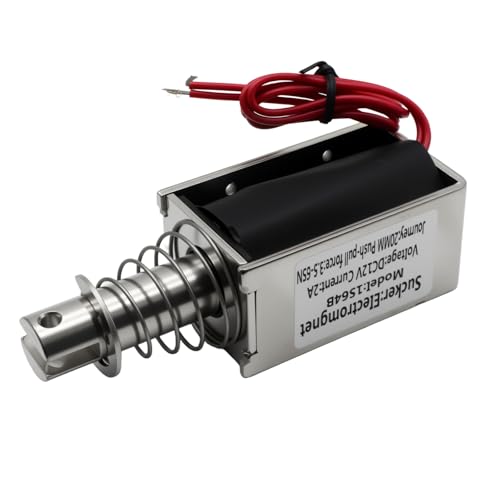 TOMSHIELE DC12V 2A Push Pull Solenoid, 65N, 20mm Linear Solenoid, Push Pull Type Type Solenoid Electromagnet, Solenoid Actuator for Home Appliance Control and Automotive Systems