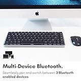 Macally 75% Mac Mechanical Keyboard Wireless - Multi Device, Backlit, Tactile Blue Switches, Rechargeable - Mac Bluetooth Keyboard - Compact Wireless Keyboard for Mac Professionals - Black/Gray