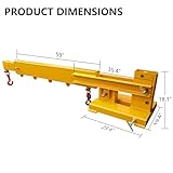 CuisinSmart Attachments Fork Mounted,Adjustable Hoist Jib Boom Crane, 6000 LB Lift Capacity,Attachments Fork with Hooks for Warehouse Factories