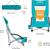 KingCamp Folding Backpack Beach Chair 2 Pack, Sturdy & Lightweight High Back Camping Chair with Headrest, Cup Holder, Seatback Pocket, for Outdoor Sand