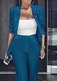 2 Piece Business Outfits for Women Elegant Long Sleeve Blazer and Pants Set Casual Solid Office Suits