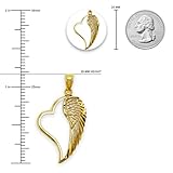 Charm America - Gold Angel Wing inside Heart Charm - 10 Karat Solid Gold