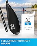 OCEANBROAD Full Carbon Fiber Adjustable Kayak Paddle Lightweight with Wing Blade, 82in-86in/210cm-220cm, 2-Piece, with Paddle Bag and Paddle Leash, Black