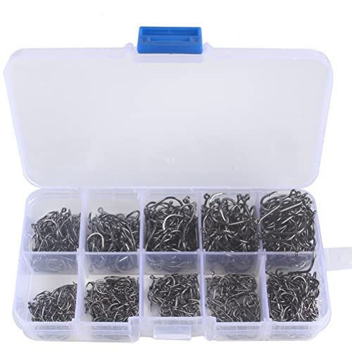 300-600 pcs/Box High Carbon Steel Fishing Hooks Set Fishhook for Lure Hook Set Accessories(600pcs-F)