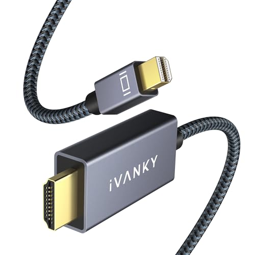 IVANKY 4K Mini DisplayPort to HDMI Cable, 4K@60Hz Thunderbolt 2 to HDMI, Alum Shell & Nylon Braided, High Speed Video & Audio Mini DP to HDMI for MacBook Air/Pro, Surface Pro, Monitor, Projector