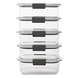 Rubbermaid Brilliance Food Storage Containers, BPA Free, Airtight Lids, Ideal for Lunch, Meal Prep & Leftovers, Set of 5 (3.2 Cup)