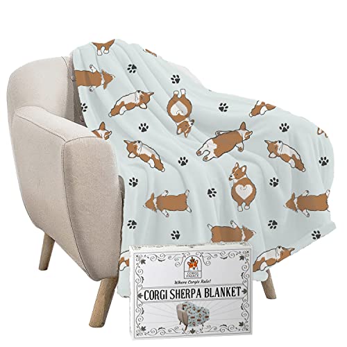 Corgi Sherpa Blanket - Cuddle Corgis | Soft Throw Blanket for Corgi Lovers | Gifts and Decor