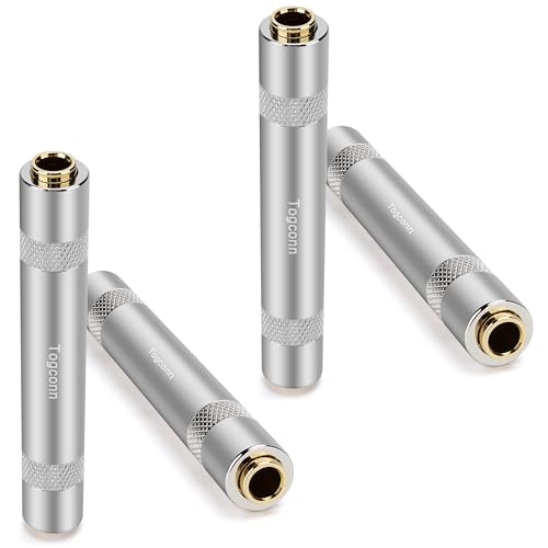 1/4 Inch TRS/TS Female to Female Gold-Plated Coupler (4 Pack), 1/4" TRS Stereo and TS Mono Jack Adapter Joiner, 6.35mm Extension Gender Changer Converter Connectors for Amplifier Speaker Guitar Sound