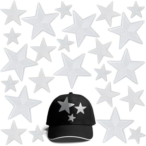 RF-patch 24PCS Star Patches Iron on, White Star Iron on Patches for Clothes, Dress, Hat, Socks, Jeans