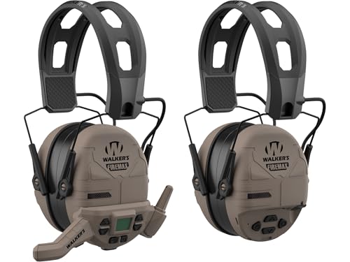 Walker's Firemax Rechargeable Electronic Ear Muffs Flat Dark Earth with Walkie Talkie 2 Pack