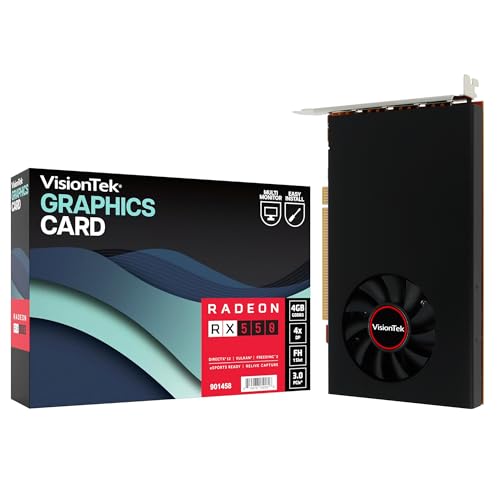 VisionTek Radeon Rx 550 4GB GDDR5 – 4K Resolution Support Graphics Card – x4 HDMI Outputs, Radeon Freesync 2, PCI Express 3.0, DirectX 12, Bus-Powered – Suitable Graphic Card for Gaming PC