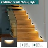 kadision 120V Dimmable LED Step Lights, 3000K/4000K/5000K Selectable, 3.5W 175lm Indoor Outdoor Stair Lights, Aluminum ORB Finish, 12 Pack