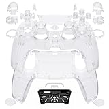 eXtremeRate Luna Redesigned Full Set Shell Buttons Touchpad Cover Compatible with ps5 Controller BDM-030 BDM-040 BDM-050, Custom Clear Replacement Top Bottom Cover Case Compatible with ps5 Controller