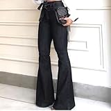 KDF High Waisted Flare Jeans for Women Bell Bottom Jeans with Belt for Women Stretch Wide Leg Jeans