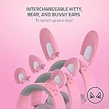 Razer Kraken Kitty V2 Pro Wired RGB Headset: Interchangeable Ears (Kitty, Bear, Bunny) - Stream Reactive Lighting - Detachable HyperClear Cardioid Mic - 50mm Drivers - 7.1 Surround Sound - Quartz Pink