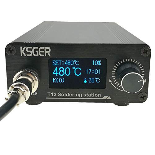 KSGER T12 Soldering Iron Station OLED DIY STM32 V2.1S Temperature Controller Electronic Welding Iron Tips Handle Aluminum Alloy Case Power Equipments 110V T12-K D16 JL02 Sting