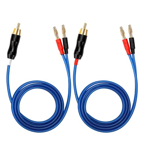 KK Cable Q-P2 18 Gauge OFC Speaker Wire Pair with RCA Male (White & Red) to 2 Pair Banana (4banana) Plugs, Q-P2 (1.5M(4.92ft))
