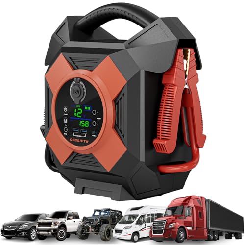 COSSIFTW 12V Jump Starter 30000A Peak Lithium Battery Starter, Portable Battery Boost Pack and Jumper Cables, Outdoor Power Supply for Gasoline and Diesel Engines (up to 30 Liters) (30000A)