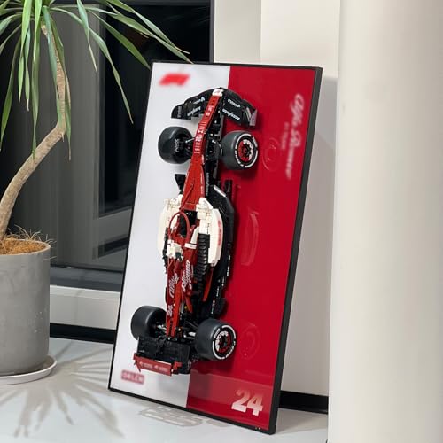iLuane Display Wallboard for CADA C64005w Alfa Romeo F1 Race Car C42 Building Blocks Set, Adult Collectibles Wall Mount, Home or Office Décor, Two-Tone (No Car Included)