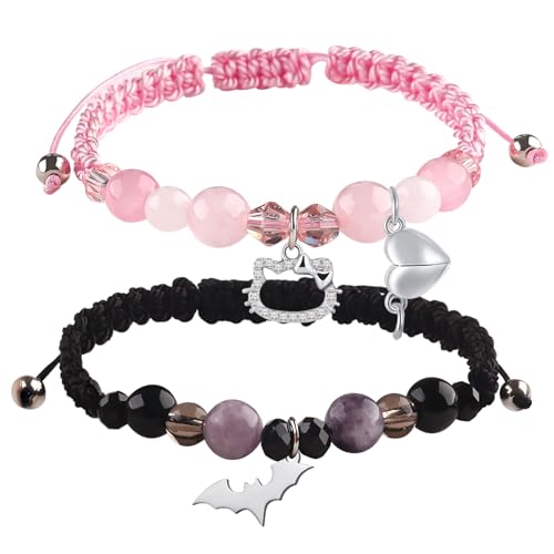 GVUSMIL Couples/Friendship Matching Bracelets,DIY Bat/Spider/kitty Bracelets Set,Jewelry Gifts for BF and GF Daughter Sister Bestie,Matching Bracelet for Couples Best Friend (MATCHING BRACELETS-G)