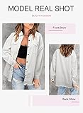 Dokotoo Jean Jacket Women Fashion Spring Summer Country Concert Outfits Casual Long Sleeve Denim Shirt Distressed Boyfriend Denim Jacket Shackets Western Jean Jacket Womens Clothing White Jackets XL