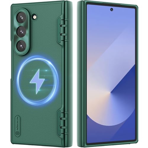 Nillkin for Samsung Galaxy Z Fold 6 Magnetic Case with Screen Protector, [Compatible with MagSafe][Hinge Protection] Frosted Texture Slim Fit Protective Phone Case for Galaxy Z Fold 6 Case Green