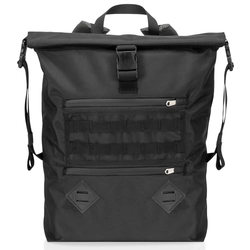 Xtreme Sight Line ~ AQUA RT~S Water-Proof Faraday Backpack ~ Sleek, Compact, Blocks RF and EMF ~ Stone ~ Dimensions: (roll-top closed): 17" tall by 13.5" wide by 4.5" deep