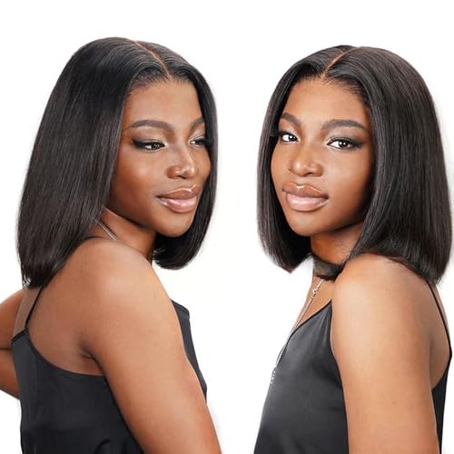 CDHFARMD Bob Wig Human Hair 12 Inch 13x6 Hd Transparent Lace Front Wigs Human Hair Glueless Short Straight Frontal Bob Wigs for Women Pre Plucked with Baby Hair Side Part 180% Density