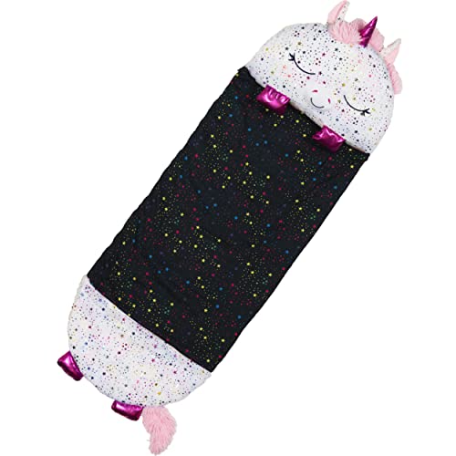 Happy Nappers Pillow & Sleepy Sack- Comfy, Cozy, Compact, Super Soft, Warm, All Season, Sleeping Bag with Pillow- Large 66” x 30”, Shimmer Unicorn