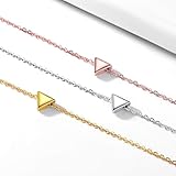 Tiny Gold Triangle Necklace, 18K Gold Plated Sterling Silver Minimalist Dainty Geometric Pendant Necklaces for Women Jewelry