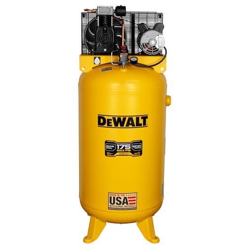 DEWALT 80 Gallon Vertical Air Compressor, 5 HP, 175 Max PSI, Single Stage, Oil Lube, 230V - High Performance Industrial Air Compressor for Professional Use - Durable and Efficient 80 Gallon Compressor