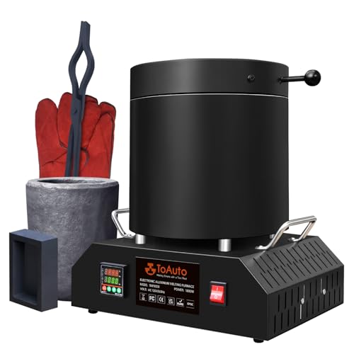 TOAUTO 8KG Large Electric Aluminum Melting Furnace ‎TAF8000, 1800W PID Smelter Kiln Electric Gold Smelting Furnace Kit, for Scrap Metal Recycle Melt Silver & Aluminum (below 1000℃ Metal）