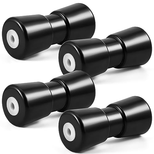 Frienda 4 Pcs 8 Inches Heavy Duty Boat Trailer Roller Robust Rubber Bow Roller Boat Trailer Bow Stop Boat Trailer Accessories Replacement Boat Trailer Parts Black Rubber Shaft Keel