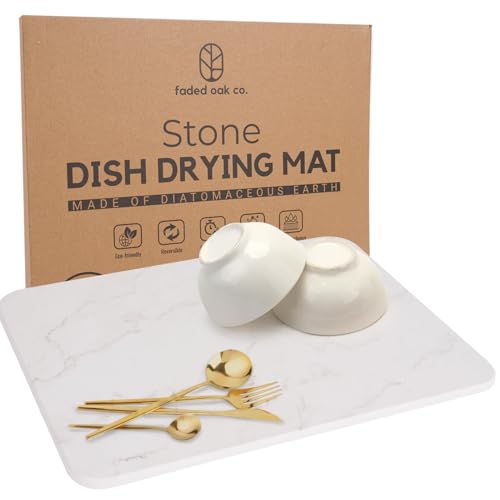 Drying Stone for Kitchen Counter - Anti-Slip Diatomaceous Earth Dish Drying Mat | Absorbent Stone Mat for Kitchen Countertop | Dish Drying Stone for Sink Area | Stylish & Functional Kitchen Stone Mat