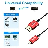 Rulykar Long 4K Micro HDMI to HDMI 9.8FT/3M, Ultra High Speed 18Gbps, Ultra Thin HDMI Cord Φ2.5mm, 4K@60Hz, Compatible with 7 6 5 A6000 A6300 Camera B500 and More