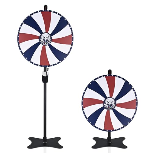 WinSpin 24" Prize Wheel 16 Slots Dual-use Spinning Game Dry Erase Floor Stand Eagle Head Carnival Party Tradeshow
