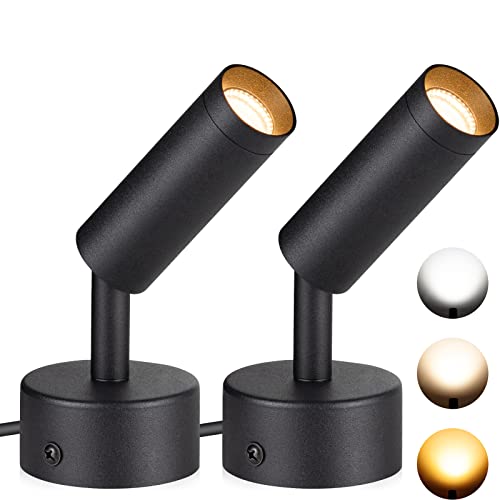 SUNVIE 2 Pack LED Spot Lights 3000K/4000K/5000K Adjustable Dimmable Floor Spotlight Lamp for Plants Decor 120V Uplighting for Artwork Wall Accent Lighting