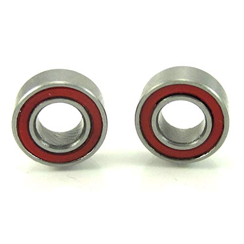 TRB RC 5x10x4mm Hybrid Ceramic Ball Bearings Red Rubber Seals (2)