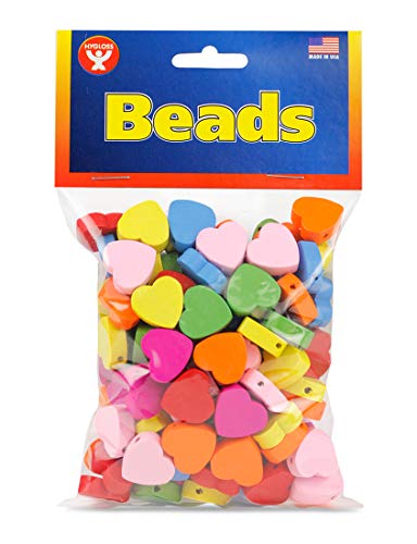 Hygloss Products Wood Heart Beads - Colorful Wooden Crafts Great For Jewelry Making - 18mm, 125 Pack