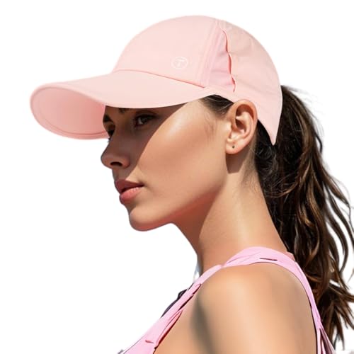 TOP-EX Womens High Ponytail Baseball Cap Cooling UPF 50 Summer Waterproof Sun Hat for Running Golf Tennis Sports Foldable Pink S/M
