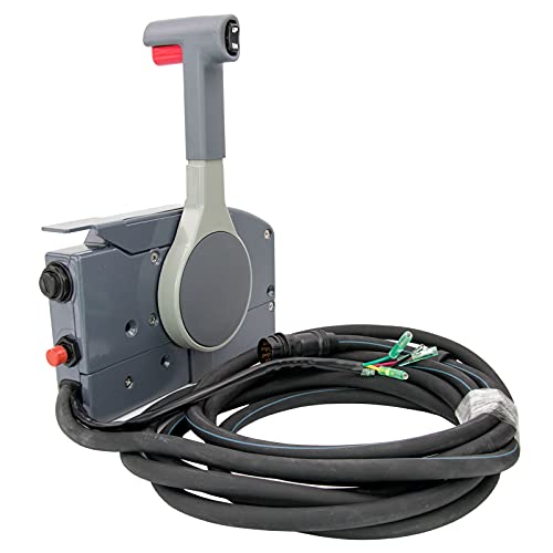 Boat Outboard Remote Control Box for Yamaha,OEM 703-48205 Left Side Mount Marine Push Throttle Remote Control Box with 10Pin Cable Trim and Tilt Switch 703 Remote Control Throttle Shift Box