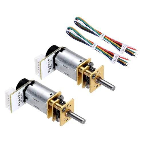 MECCANIXITY 2pcs 100RPM Micro Gear Motor with Encoder, N20 DC12V Gearbox High Torque Electric Reduction Motor for Robot Wheel RC Car