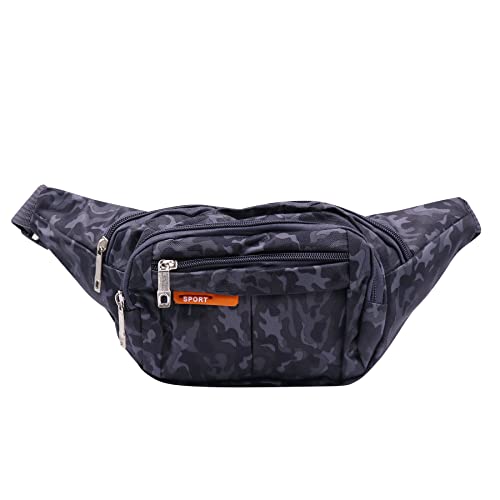 AIBEARTY Kids Fanny Pack Boys Small Camouflage Waist Pack Belt Waist Bag Pack Pouch with Adjustable Strap for Children Sport Running, Camping, Trip Black(2 Layer)