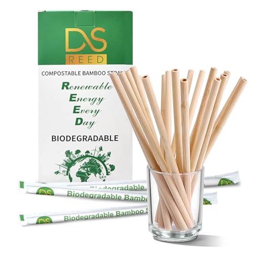 100 Pack DS Reed Natural Bamboo Drinking Straw Reusable BPA Free 7.8" EcoFriendly Organic Alternative To Plastic Straws Strong Durable Compostable Biodegradable Heavy Duty Cold & Hot drinks