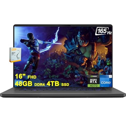 ASUS ROG Zephyrus G16 Gaming Laptop | 16" FHD Anti-Glare 165Hz | Intel 10-core i7-13620H | 48GB DDR4 4TB SSD | GeForce RTX4070 Backlit Thunderbolt USB-C IR Camera Win11 w/DLCA Accessory