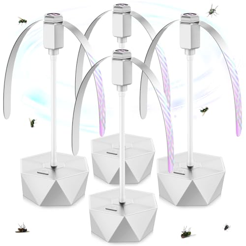 PIMAG Fly Fans for Tables, Fly Repellent Fan Outdoor Indoor Keep Flies Away, Fly Repellent Fans for Tables with Holographic Blades for Picnic, Party, Restaurant, Kitchen, and BBQ, 4 Pack Silver